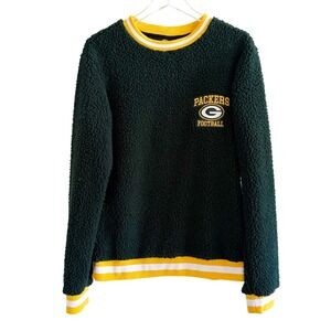 NFL Green Bay Packers Team Apparel Logo Green Yellow Sherpa Pullover Small‎